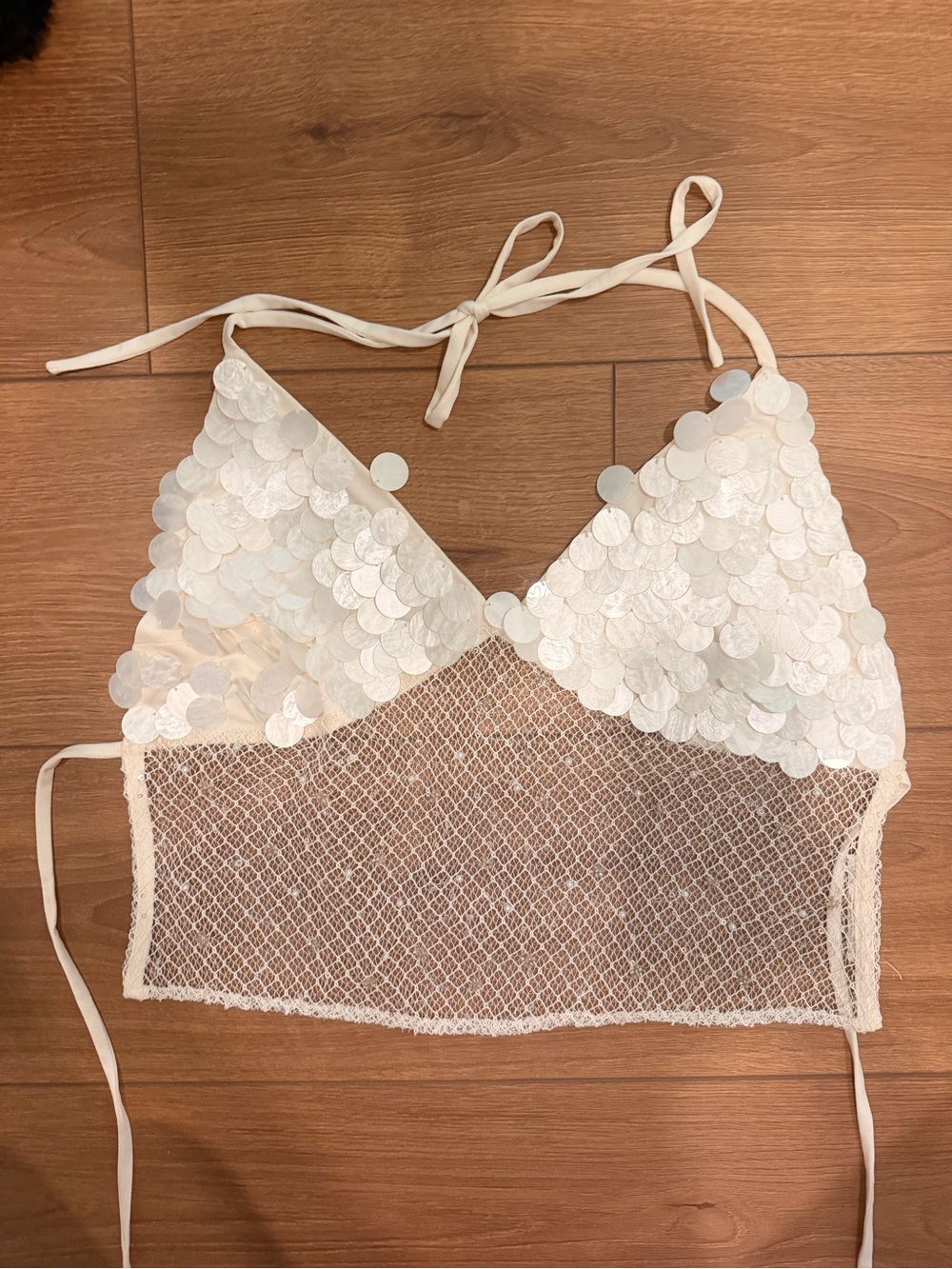 12th Tribe White Shell Halter Top - Oceana Pearl Payette Top